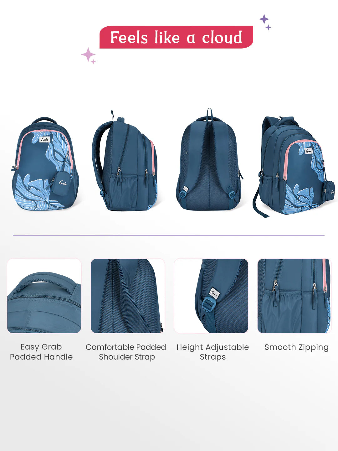 Mira 36L School Backpack - Navy Blue