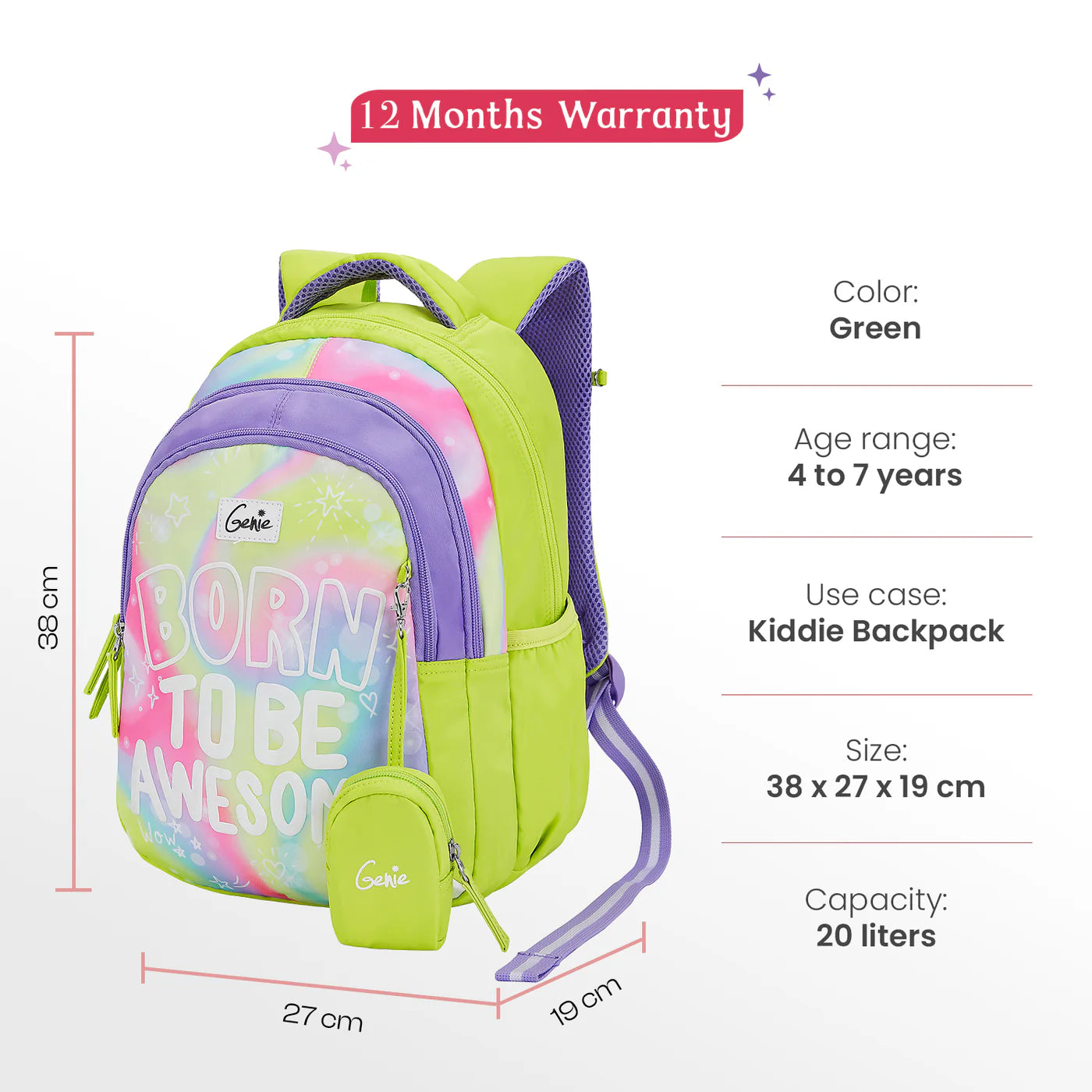 GENIE Awesome Small Backpack for Kids 20L