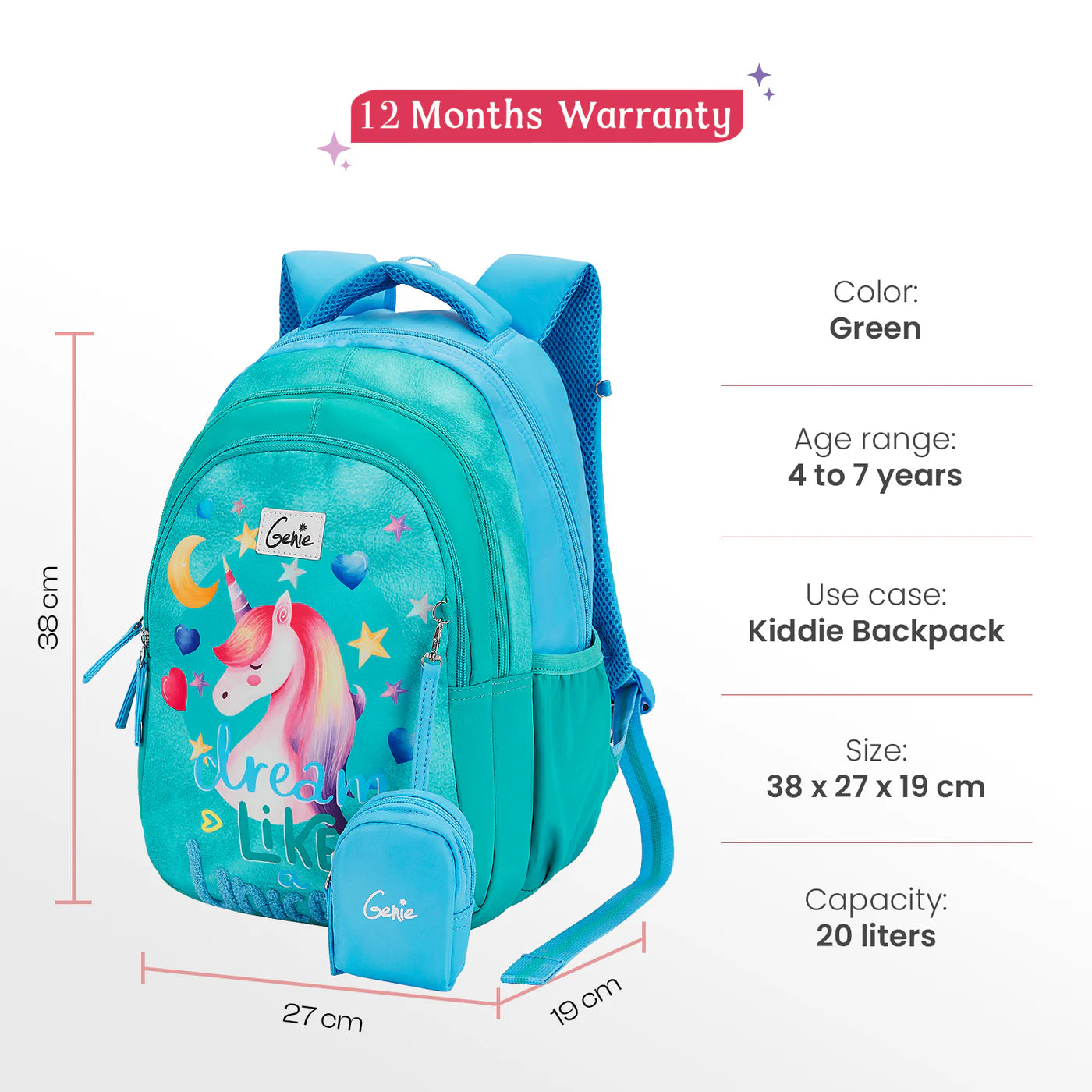 GENIE Unicorndream Small Backpack for Kids 20L