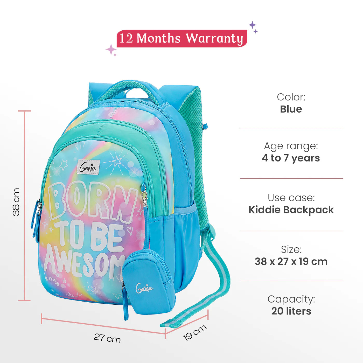 GENIE Awesome Small Backpack for Kids 20L