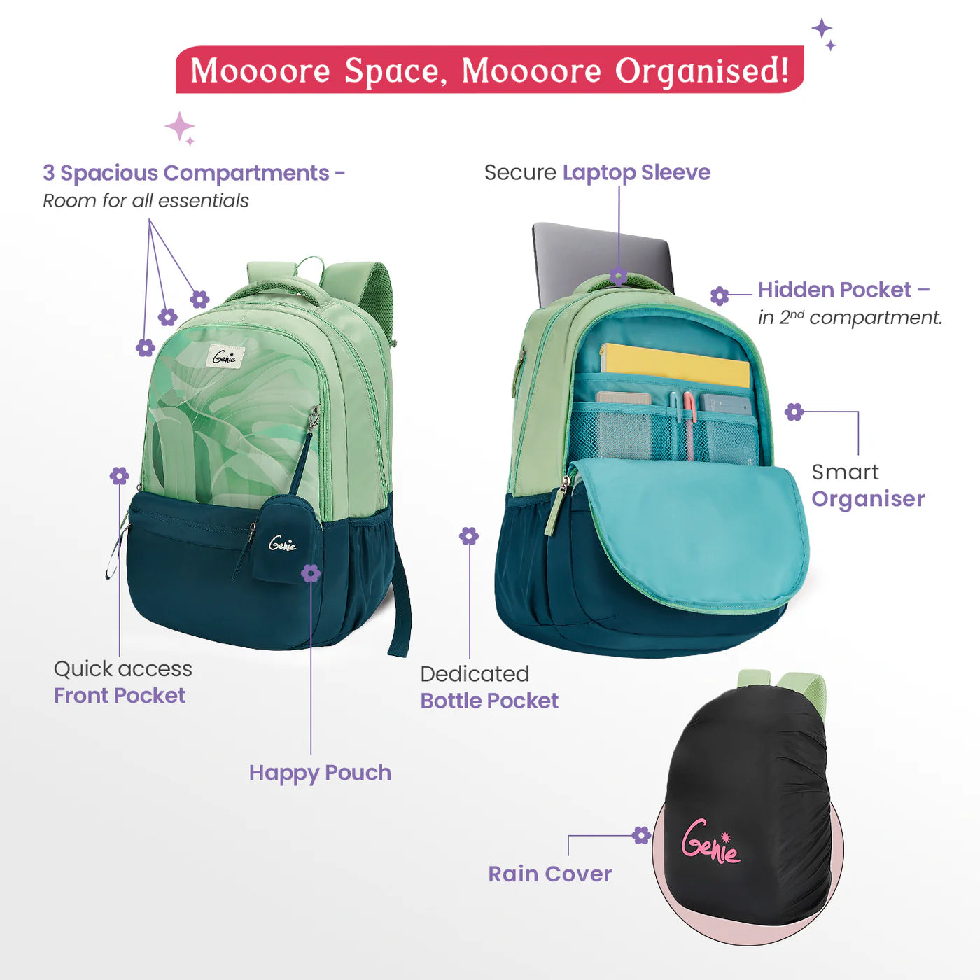 Genia Celia 40L Laptop Backpack With Raincover