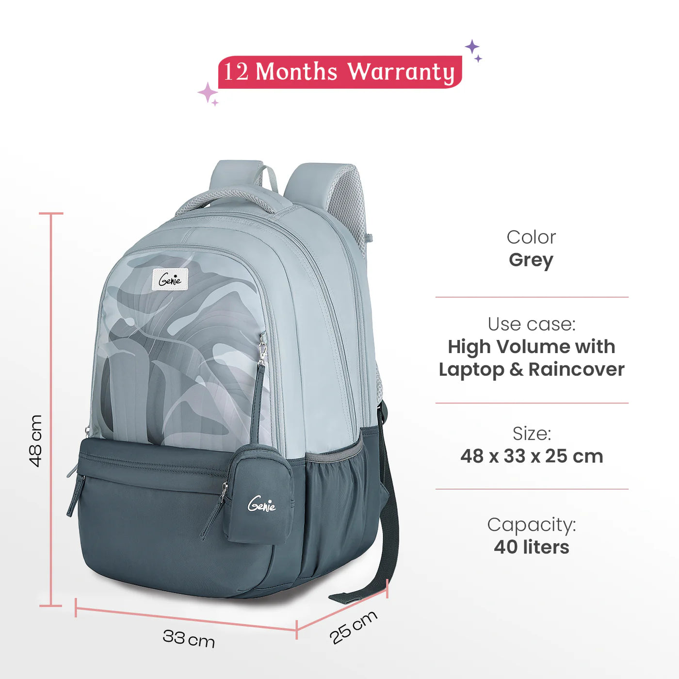 Genia Celia 40L Laptop Backpack With Raincover