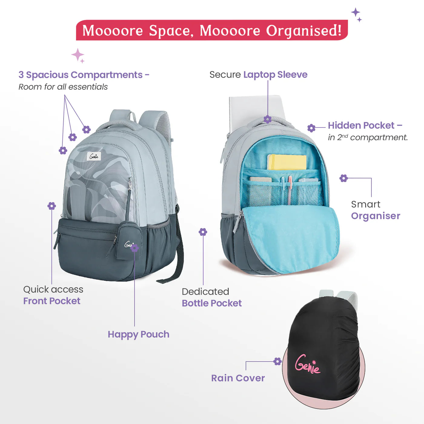 Genia Celia 40L Laptop Backpack With Raincover