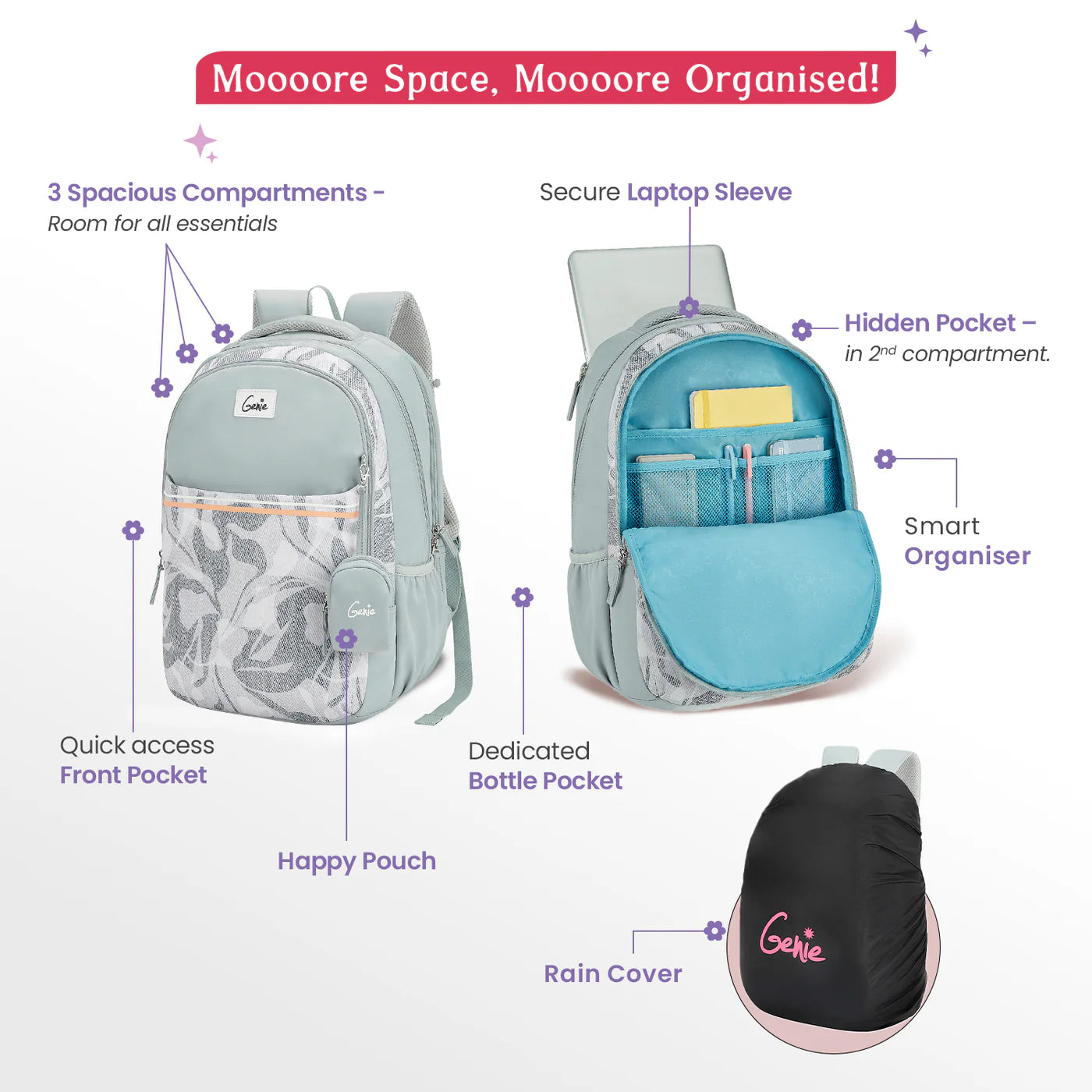 Genie Zuri 40L Laptop Backpack With Raincover