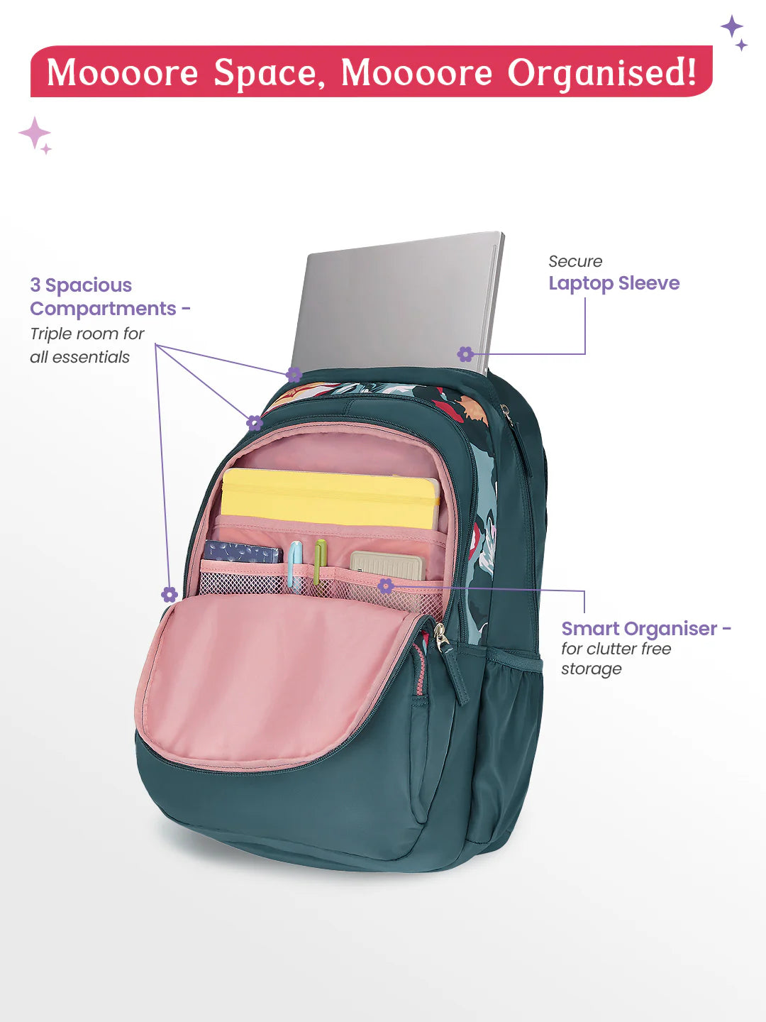 Diasora 36L Laptop Backpack With Raincover - Dark Green