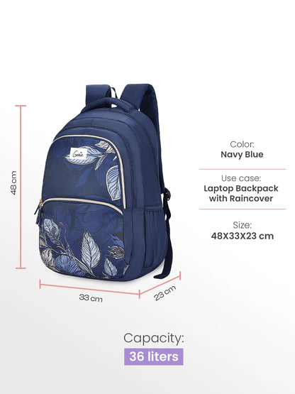 Canopy 36L Laptop Backpack With Raincover - Navy Blue