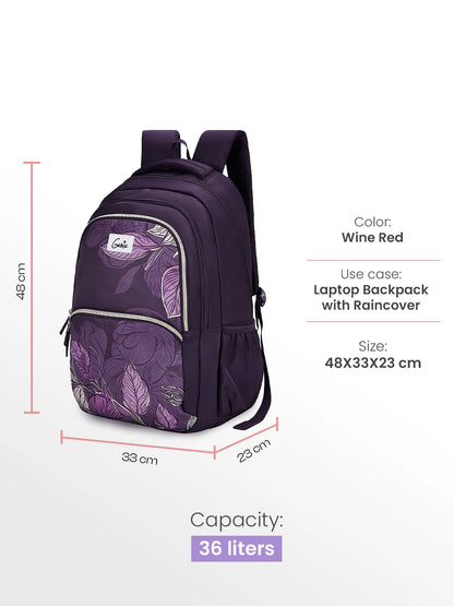Canopy 36L Laptop Backpack With Raincover - Wine Red