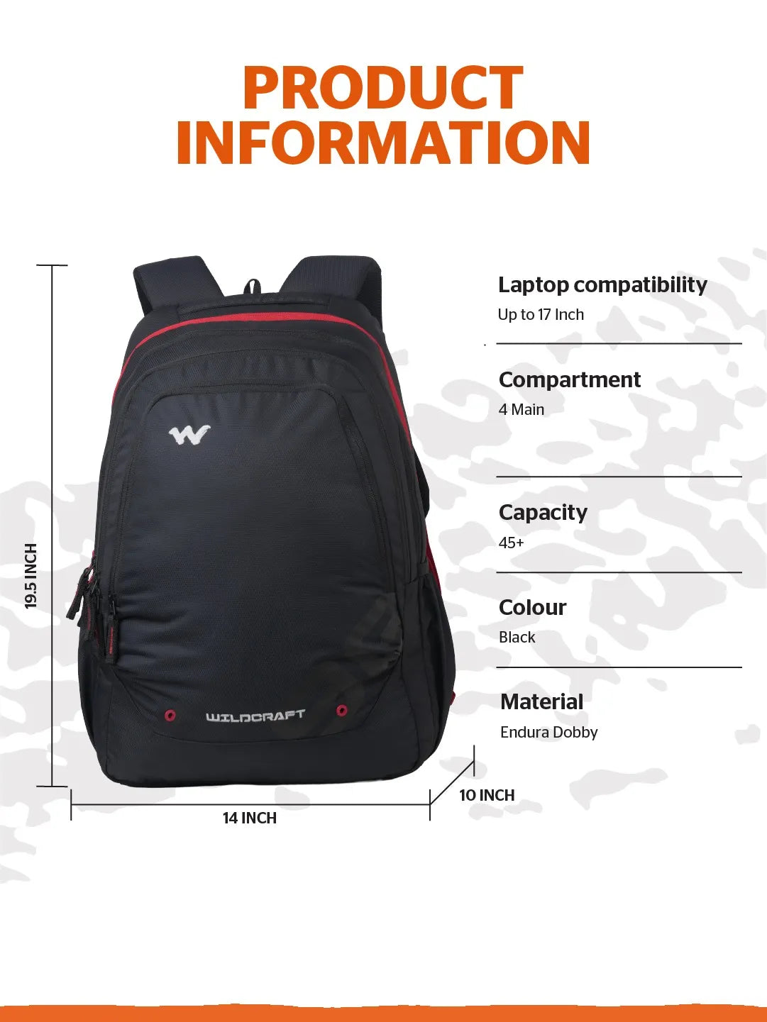 OUTLANDER 45 LITRES LAPTOP BACKPACK-BLACK