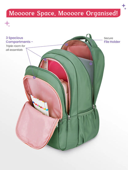 Mira 36L School Backpack - Sage Green