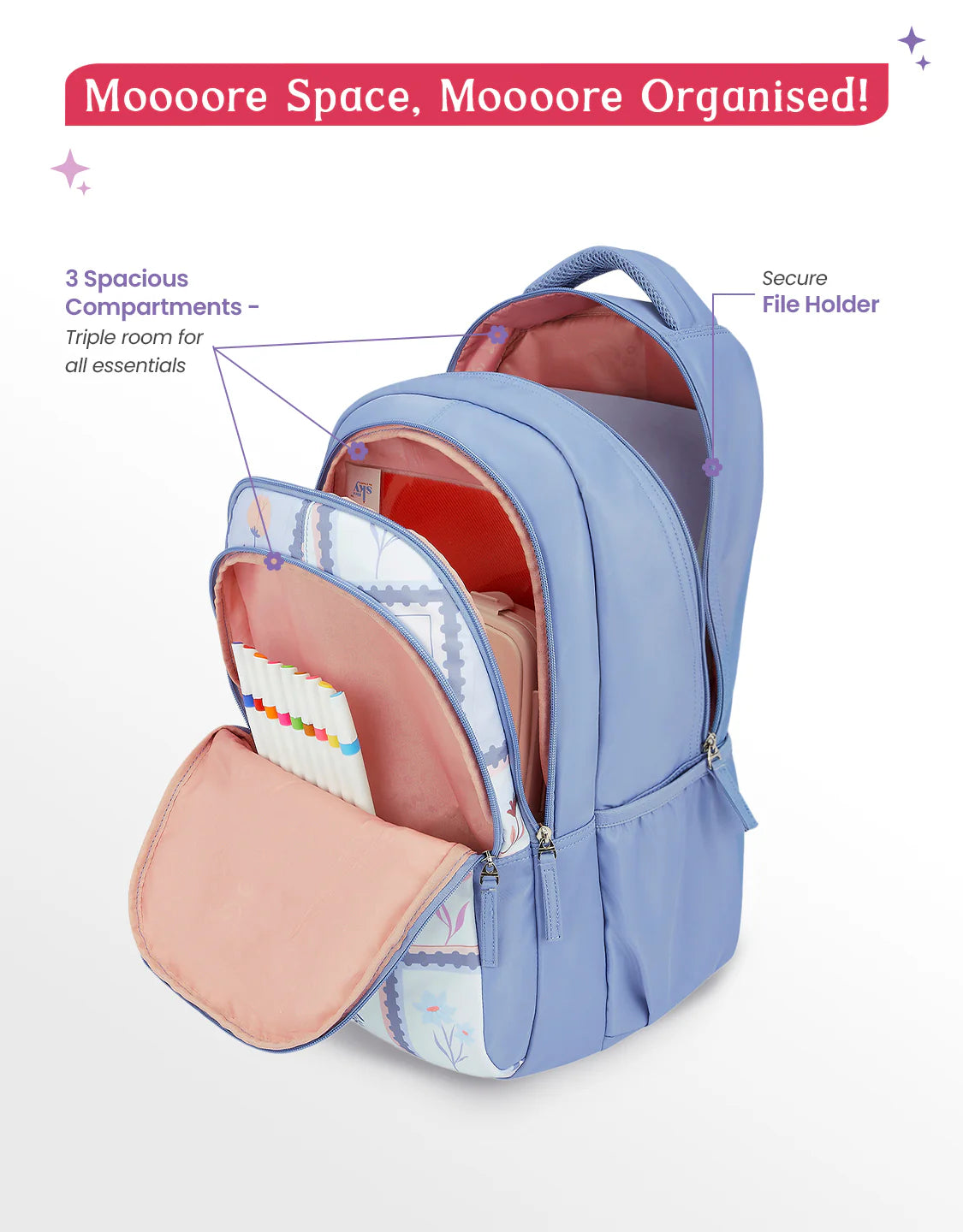 Liora 36L School Backpack - Pearl Blue