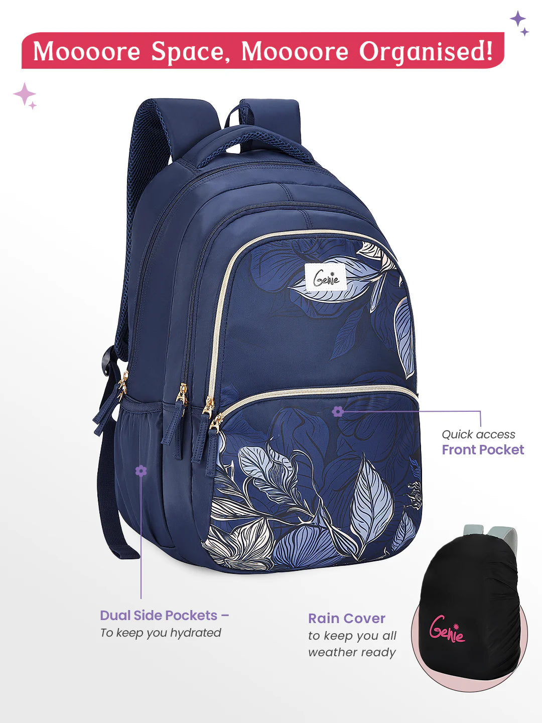 Canopy 36L Laptop Backpack With Raincover - Navy Blue