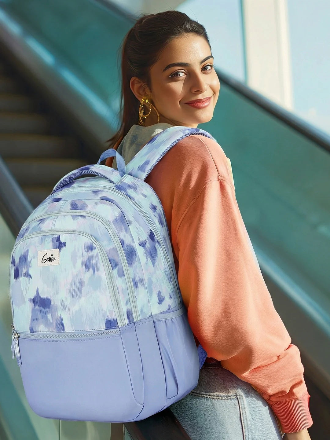 Serena 36L Laptop Backpack With Raincover - Pearl Blue
