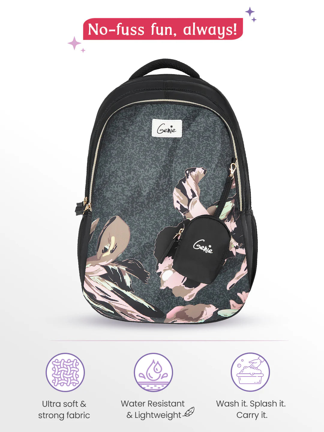 Sea Bloom 36L School Backpack - Black