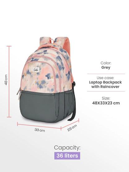 Serena 36L Laptop Backpack With Raincover - Grey