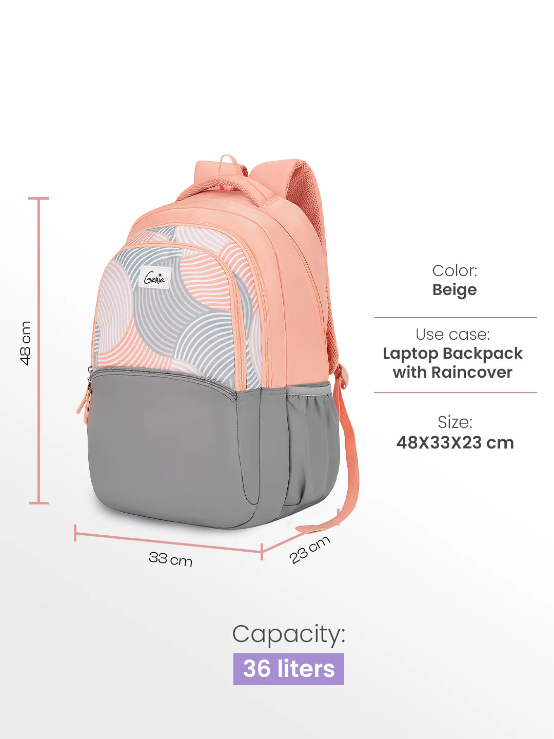Camoflow 36L Laptop Backpack With Raincover - Beige