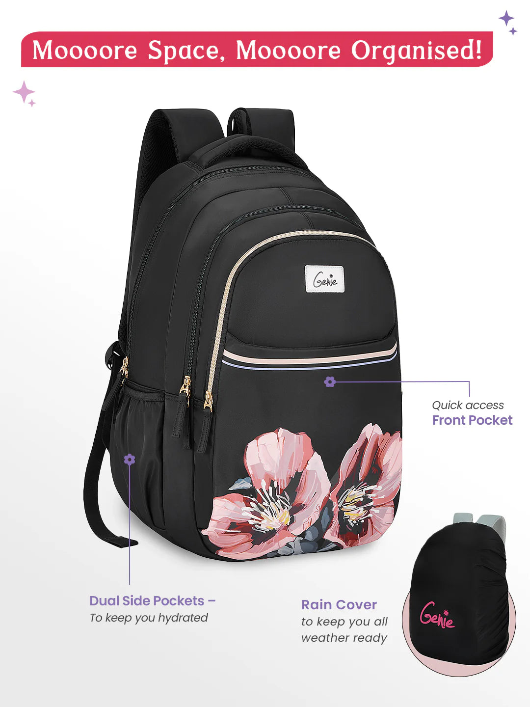 Evepetal 36L Laptop Backpack With Raincover - Black