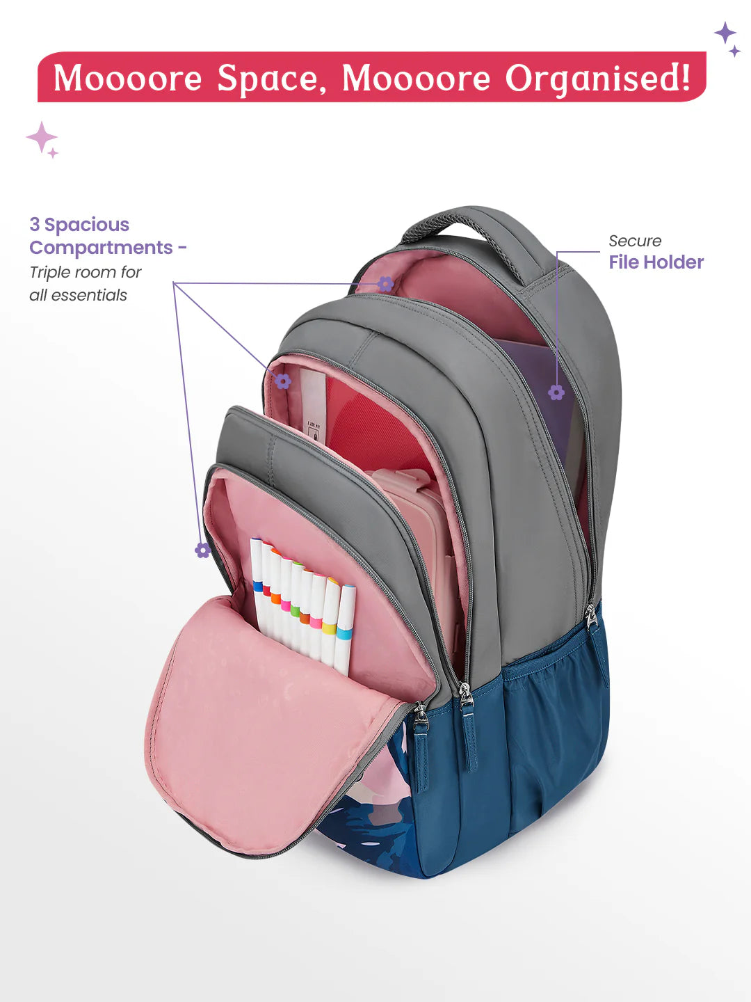 NightFern 36L School Backpack - Blue